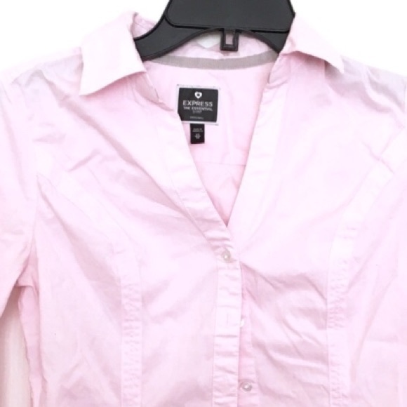 EXPRESS Pink Fitted Button Down Shirt Size Small - Picture 4 of 9